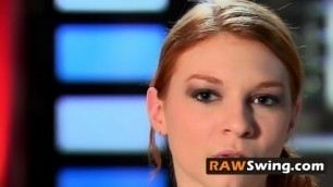 Petite Ginger Babe Is Getting Touched By Multiple Hands In A Wild Orgy.