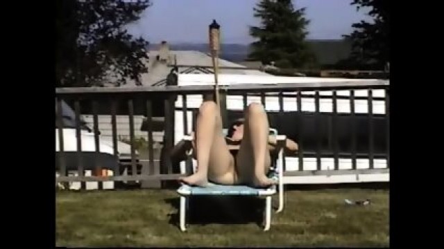 Ex Carla Working On Her Tan And Getting Fucked In The Front Yard