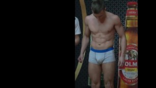 Fighter's Hot Public Bulge in Underwear