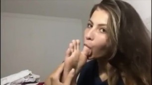 Sexy Teen Licks her own Feet