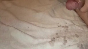 Horny Guy Cums a Lot on the Bed