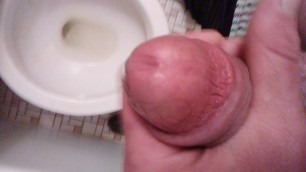 POV Transgirl Cumming at Camera while Pissing on Hand