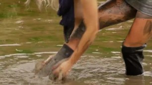Mudding in Leather Skirt