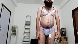 Indian Daddy Love to Wear his Wife’s Panty and Bra