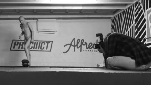 Girl Skateboarding Naked Indoor Mini Ramp - April Caslick