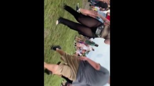 Candid see through Fat Ass and Thong on Festival Slut
