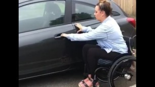 Cute Paraplegic Transfers into Car