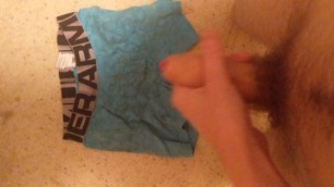 Uncut College Twink Blows Load on used Compression Shorts