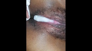 Asian Teen Hairy Pussy Full of Cum Bigload Dripping Creampie Pregnant
