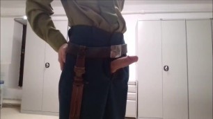 Russian Soldier of the USSR Shows his Big Cock in Public