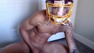 Football Player Jacks off and Shows off Tight Hole