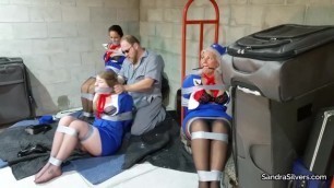 2336 Nabbed Airline Stewardesses - Zip Ties! Duct Tape! DiD Bondage Peril!
