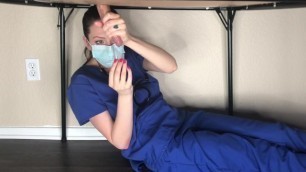 Milking Table-Nurse Mandy Collects Pre Cum Semen Sample for Covid19