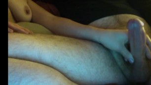 Mature MILF Wanks Younger Cock to Orgasm