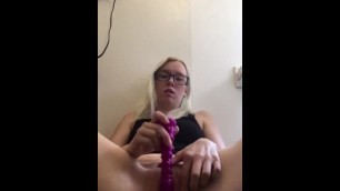 Blonde Teen using two Dildos to Masturbate