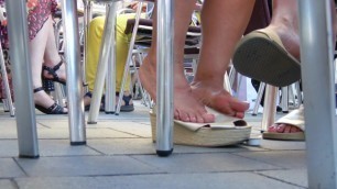 Greek Lady Dipping on Wedge Sandals 1