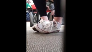 Candid Girls Converse in Library