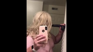 Good Sissy Boy Sucking Purple Dildo