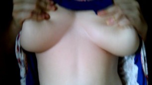 Rubbing my Big Natural Tits as they Bounce !