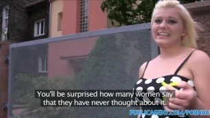 PublicAgent Blonde with Big Boobs Gets Cum over her Tight Pussy