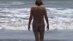 58-YEAR-OLD HAIRY MOTHER IS SHOWN IN BIKINI ON THE BEACH