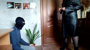 Mistress trains her slave to drink urine from a bowl