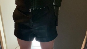 Sissy Cumshot in Leather Shorts and Dr Martens