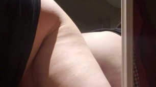 Sissygasm in chastity while pounding my pussy