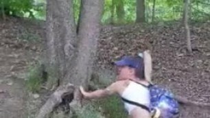 Peeing in public next to a bike trail