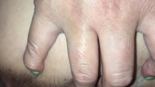 He fucks her hard with a fat dildo until she squirts and orgasms