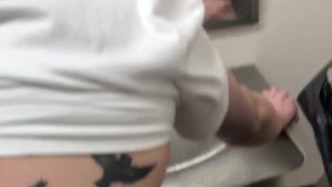 Fucking Gay Asian Twink in Public Restroom Bareback