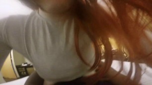 Sissy explodes riding bbc