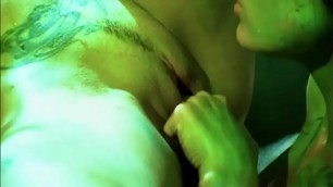 Hot lesbian brunettes have lick session in the bathtub