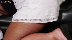 CFNM dominas wanking off their subject in erotic group