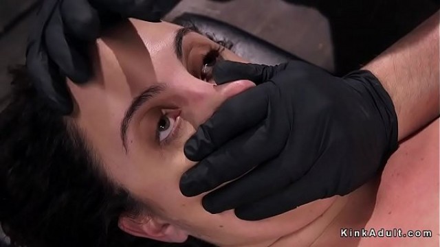 Hogtied brunette gets hot ass spanked