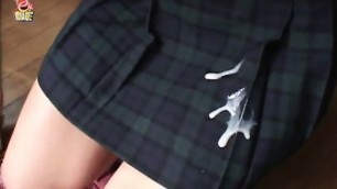 Japanese Teen Blowjob Two Dick with white panty