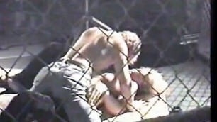 Lucky stud gets wet and wild head from curvy nympho in caged room then fucks her