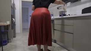 my stepmother's red skirt hardened my dick.
