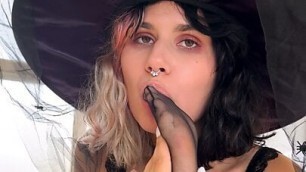 Naughtier witch sucks toes and masturbation